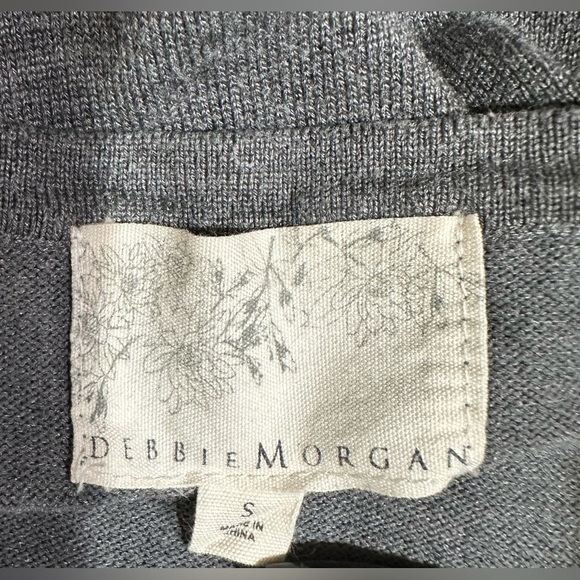Debbie Morgan Grey Black Embellished Cardigan Long Sleeve Sweater Size Small - Picture 2 of 12